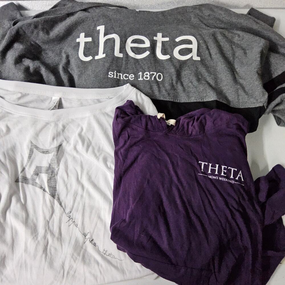 Kappa Alpha Theta Sorority Tops Lot Women S M Purple Grey White 3pc Hoodie Tee